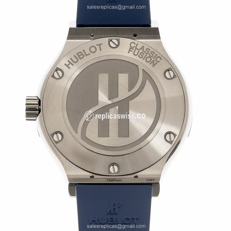 Hublot Classic Fusion Replica - Quartz - Steel Case - Blue Dial - Blue Rubber Strap - View 3