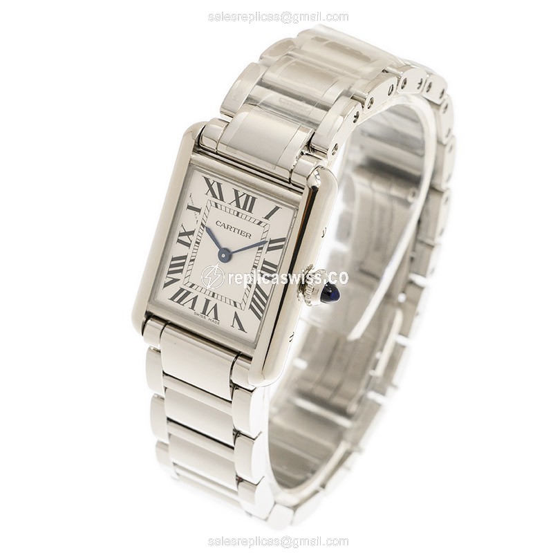 Cartier TANK Quartz Silver - Steel Case & Band - Clasp - View 3