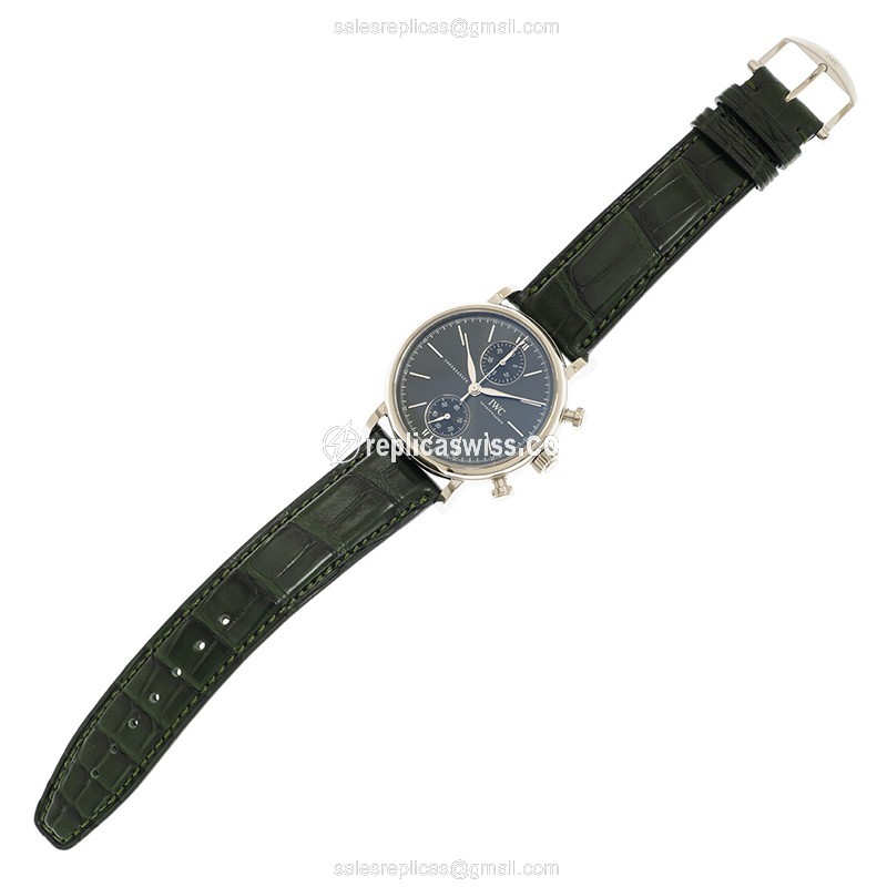 Portofino Replica - IWC IW391405 - Automatic - Green Dial - Steel Case - Green Leather Strap - View 2