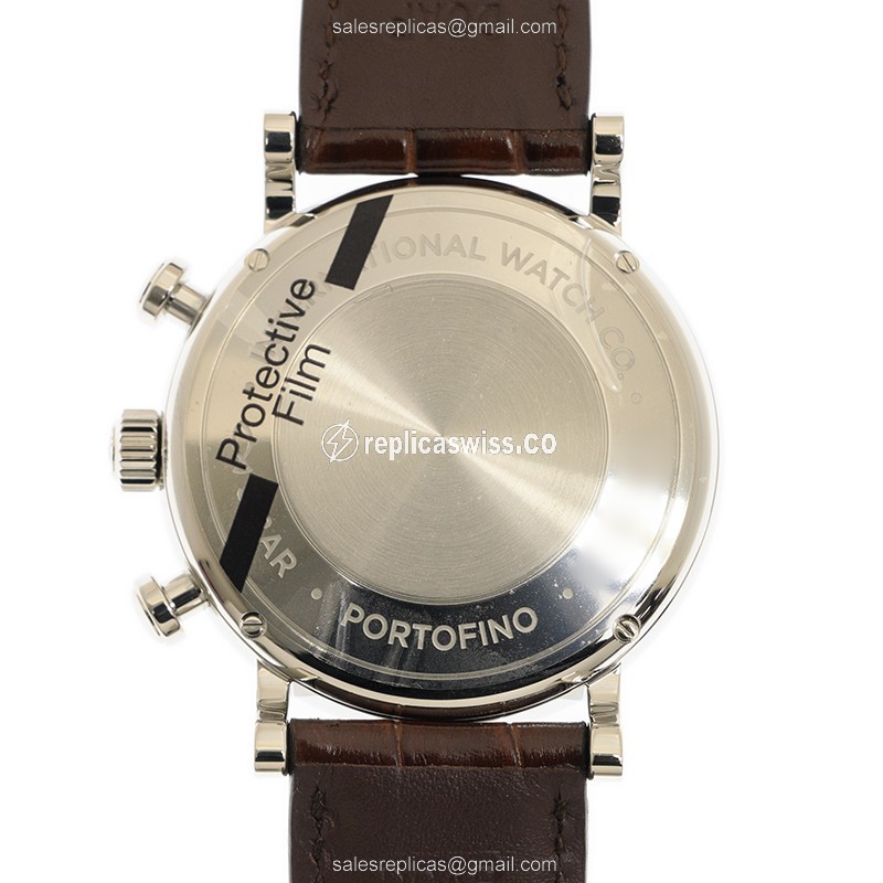 IWC Portofino Replica - Automatic - Stainless Steel - Black Dial - Brown Leather Strap - View 3