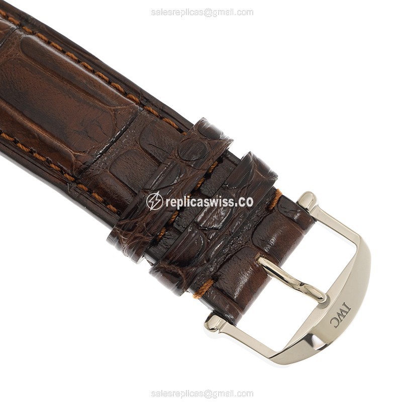 IWC Portofino Replica - Automatic - Stainless Steel - Black Dial - Brown Leather Strap - View 4