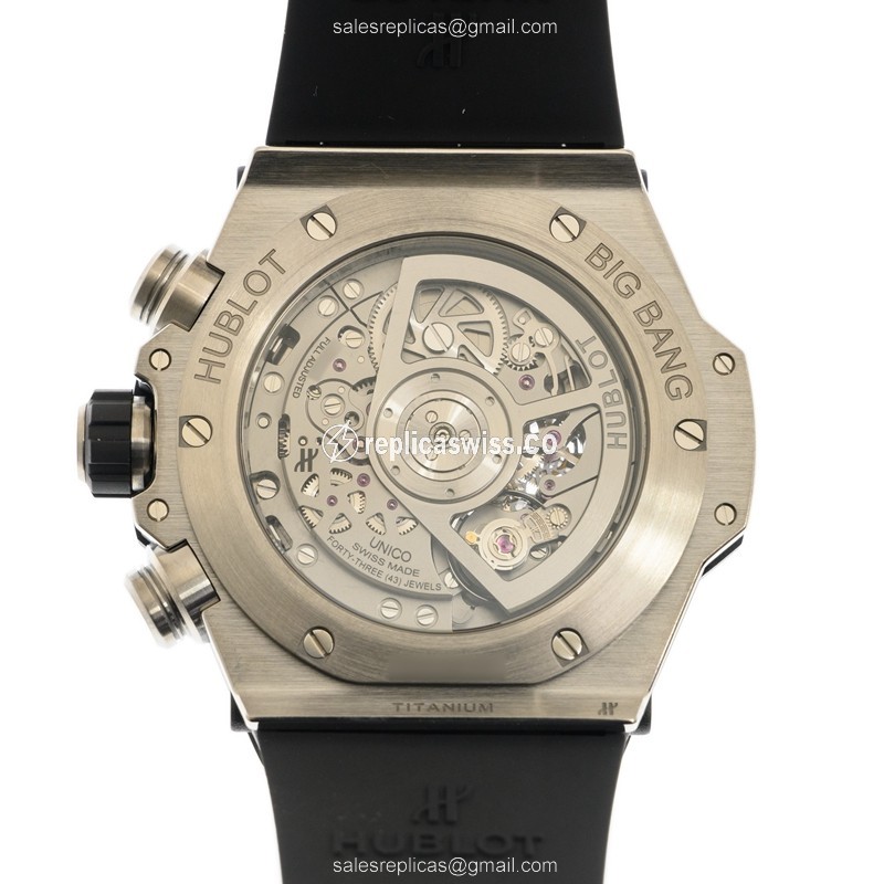 Hublot BIG BANG Replica - Automatic - Titanium Case - Transparent - Black Rubber Strap - View 3