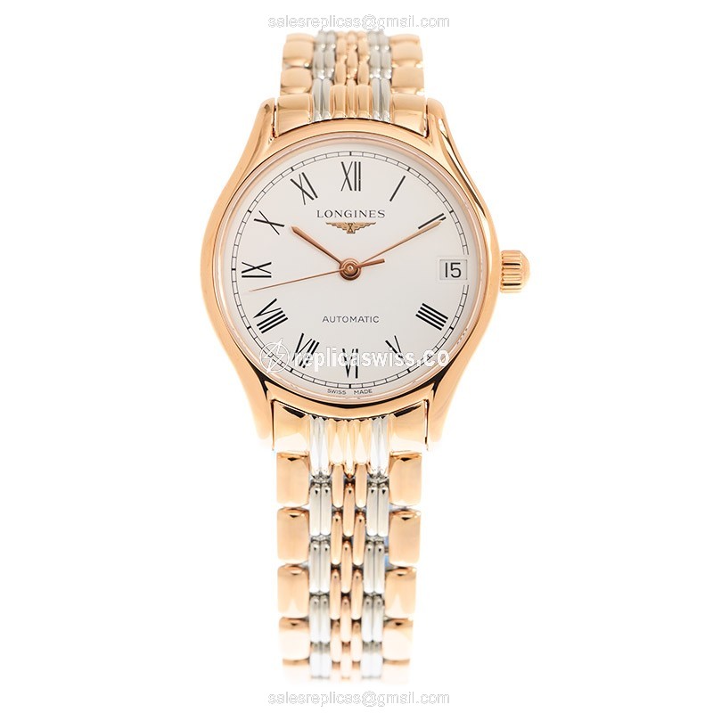 Longines Lyre Replica - Automatic - 18kt Rose Gold & Steel Case - White Dial - View 2