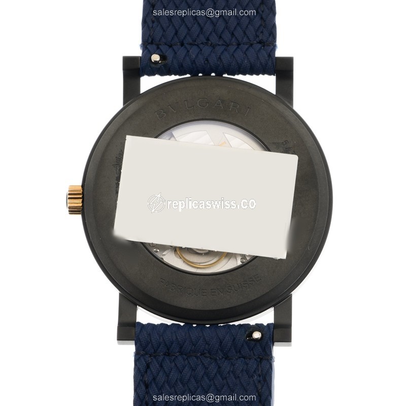 Bulgari 103133 Replica - Automatic - Blue Dial - Steel Case - Blue Rubber Strap - View 3