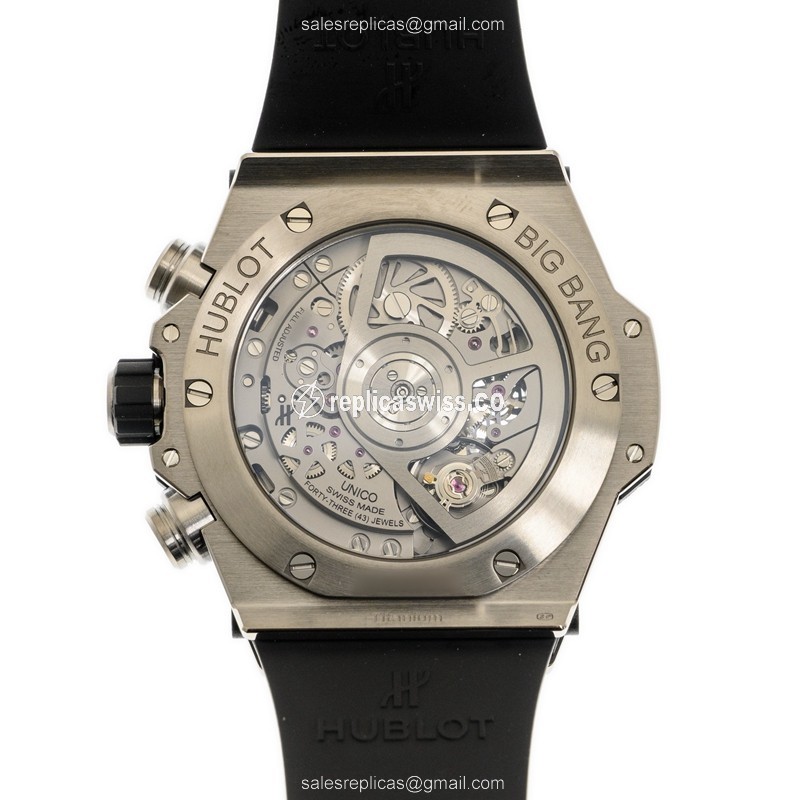 Hublot Big Bang Replica - Automatic - Titanium Case - Transparent Dial - Black Rubber Strap - View 3