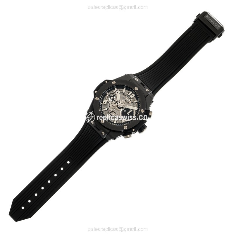 Hublot Big Bang Replica - Automatic - Ceramic Case - Transparent - Black Rubber Strap - View 2