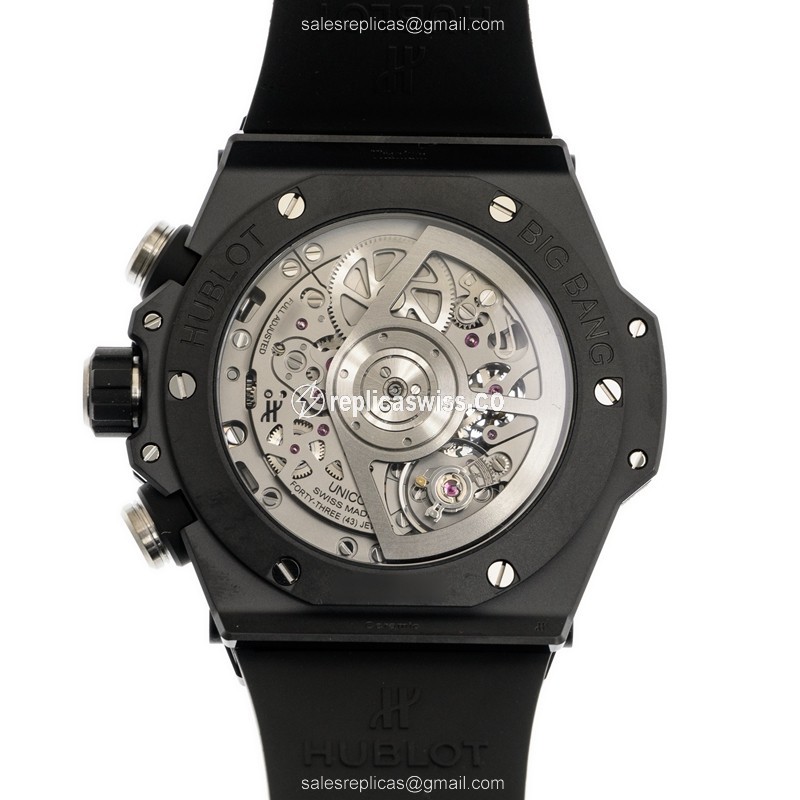 Hublot Big Bang Replica - Automatic - Ceramic Case - Transparent - Black Rubber Strap - View 3