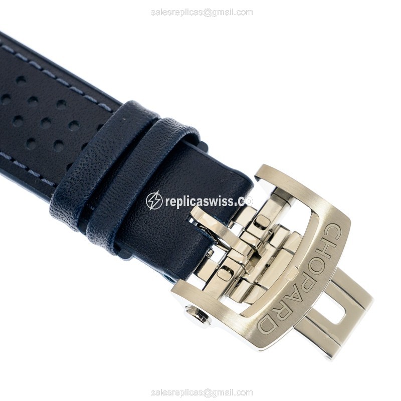Chopard 168566-6002 Replica - Automatic - 18kt Rose Gold & Steel Case - Blue Dial - Cowhide Blue Strap - View 4