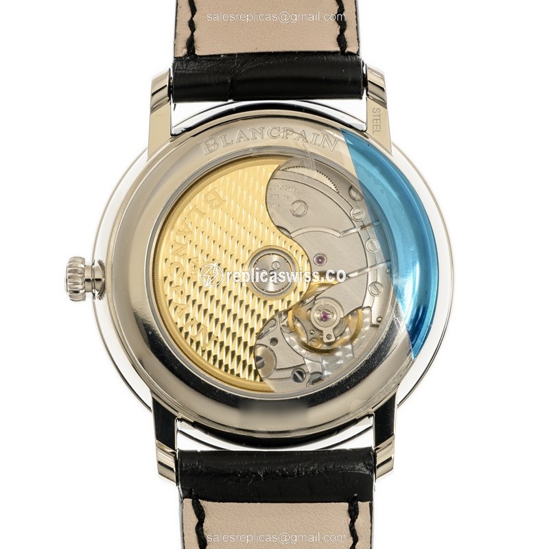 Blancpain Villeret Replica - Automatic - Stainless Steel - White Dial - Black Alligator Strap - View 3