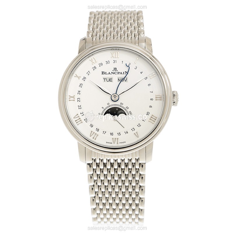 Blancpain 6264-1127-MMB Classic - Auto - Steel Case - White Dial - Silver Steel Band - View 2