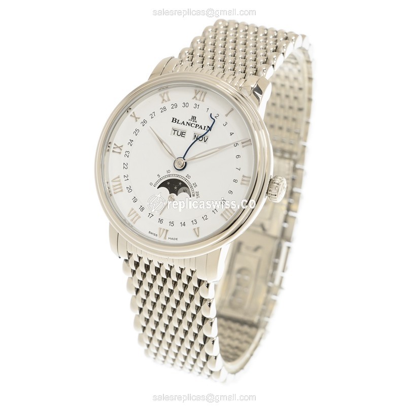 Blancpain 6264-1127-MMB Classic - Auto - Steel Case - White Dial - Silver Steel Band - View 3