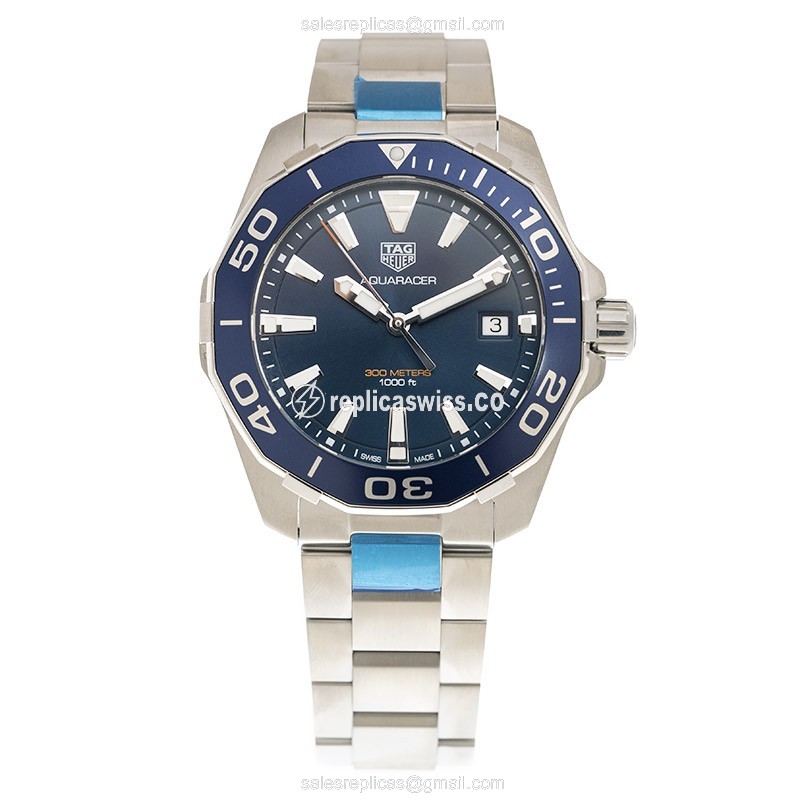 Tag Heuer AQUARACER Quartz - Blue Dial - Steel Case - Silver Steel Band - View 2