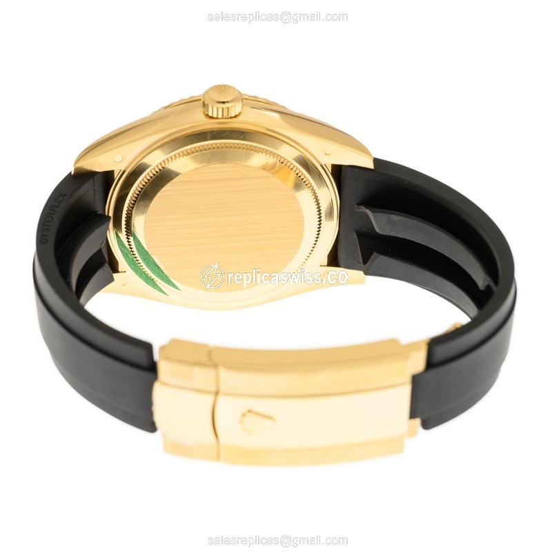 Rolex Sky-Dweller Replica - Automatic - 18kt Yellow Gold - Gold Dial - Rubber Strap - View 4
