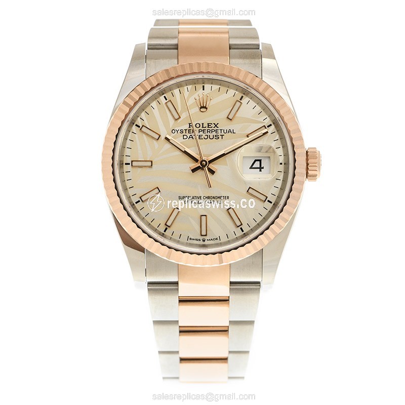 Rolex DATEJUST Replica - Automatic | Rose Gold & Steel | Silver Dial | Gold Clasp - View 2