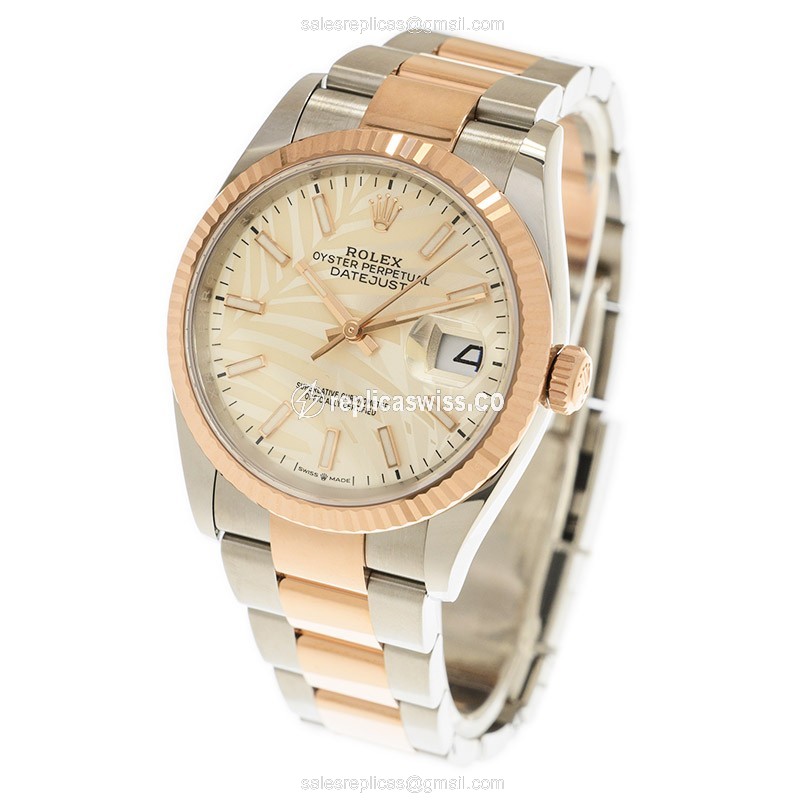 Rolex DATEJUST Replica - Automatic | Rose Gold & Steel | Silver Dial | Gold Clasp - View 3