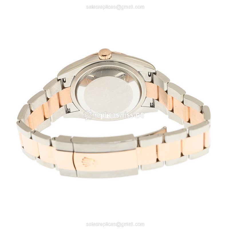 Rolex DATEJUST Replica - Automatic | Rose Gold & Steel | Silver Dial | Gold Clasp - View 4