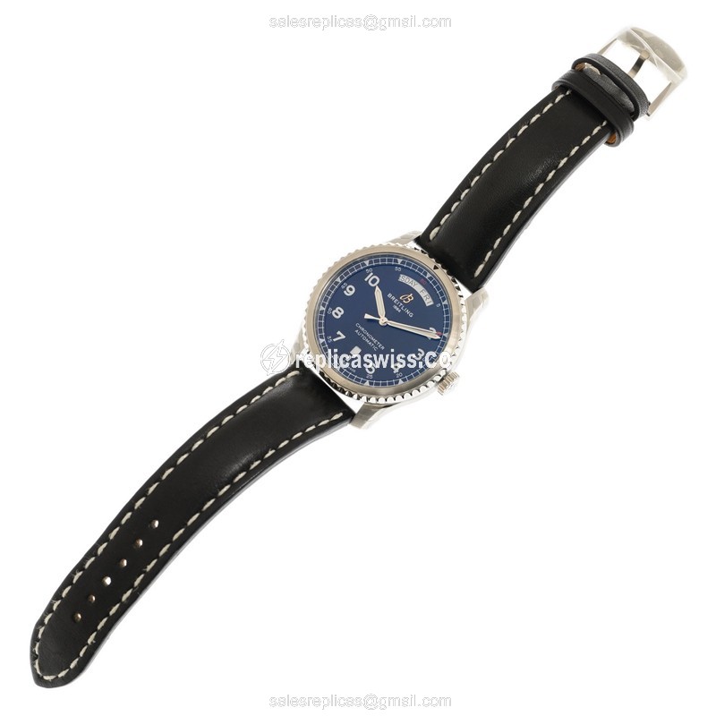 Breitling AVIATOR 8 Replica - Automatic - Steel Case - Black Dial - Black Cowhide Strap - View 3