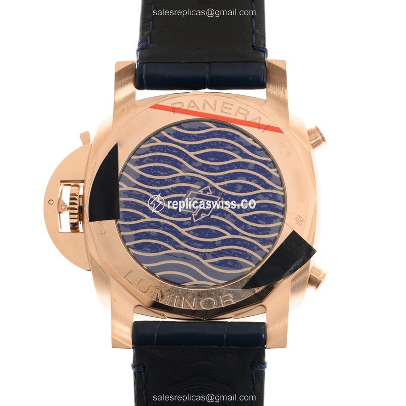 Panerai Luminor Replica - Rose Gold - Blue Dial - 58mm - View 3
