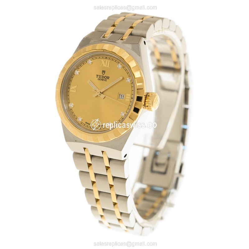 Tudor Royal Replica - Automatic - 18kt Gold & Steel - Gold Dial - Gold Strap - View 3