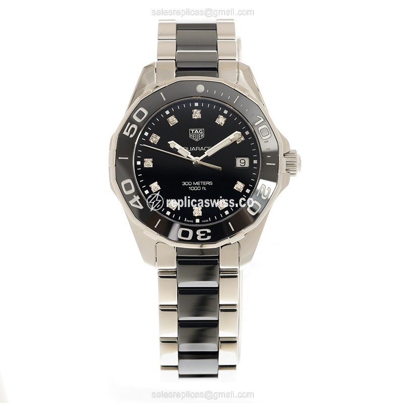 Tag Heuer AQUARACER Quartz - Steel Case - Black - Silver Steel - Clasp - View 2
