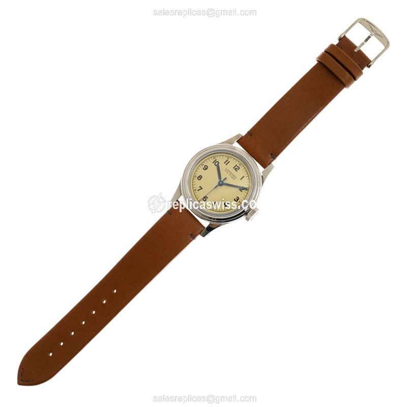 Longines Heritage Replica - Automatic - Beige Dial - Stainless Steel Case, Brown Leather Strap - View 2