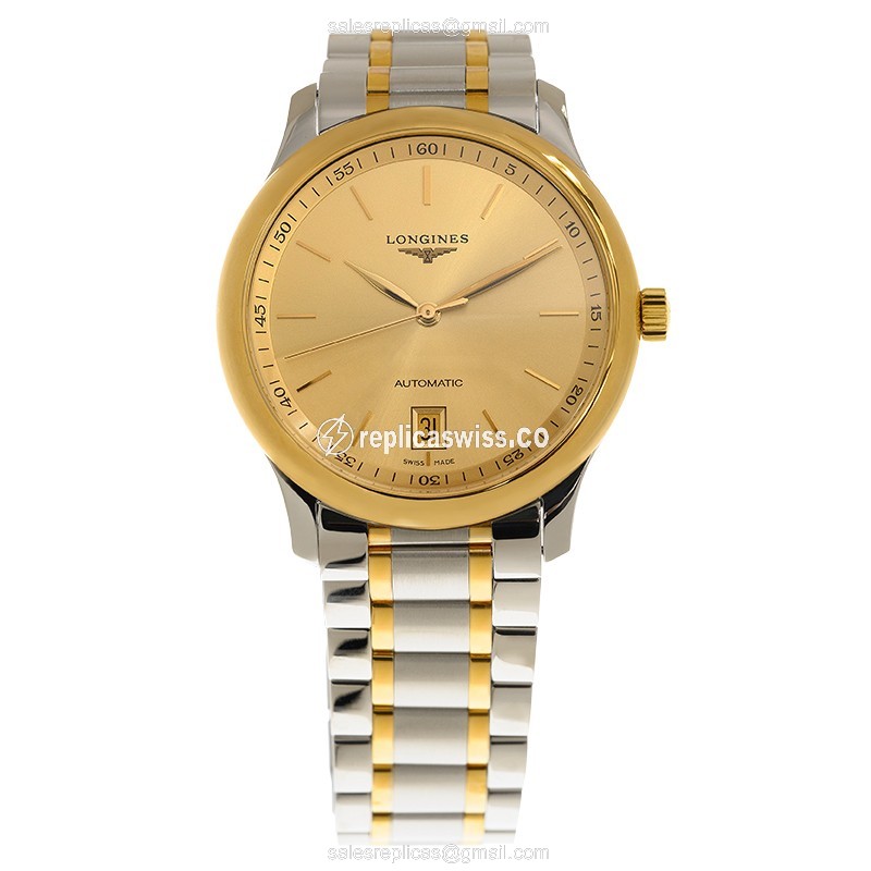 Longines L2.628.5.32.7 Replica - Automatic - Gold & Steel Case - Gold Dial - View 2