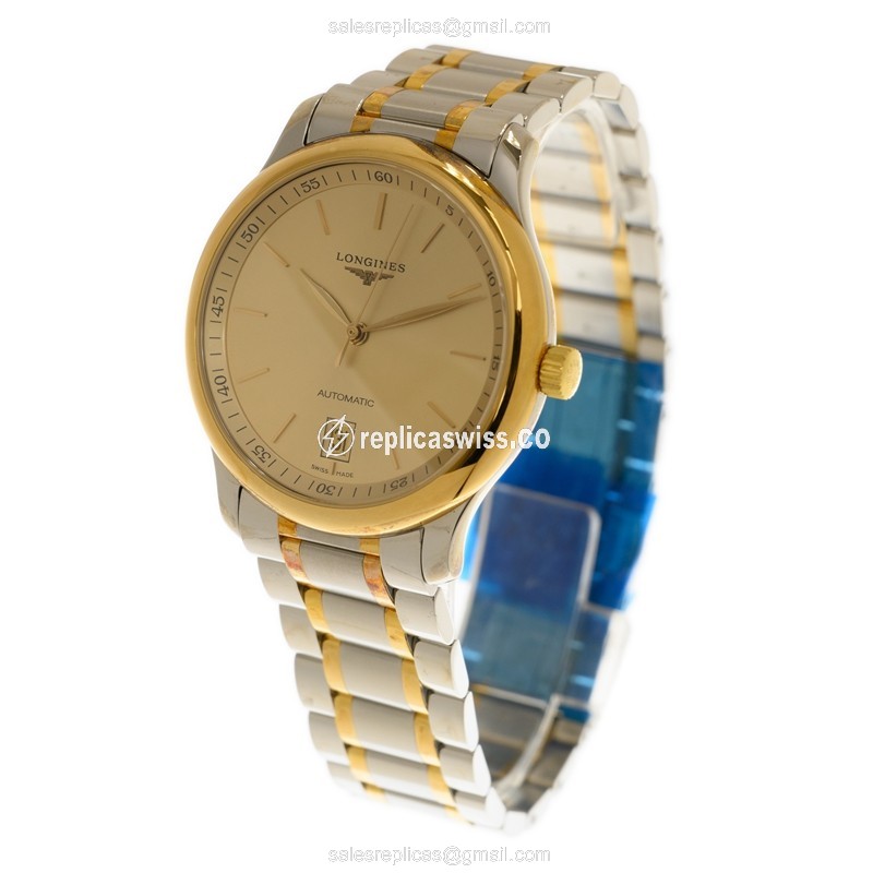 Longines L2.628.5.32.7 Replica - Automatic - Gold & Steel Case - Gold Dial - View 3