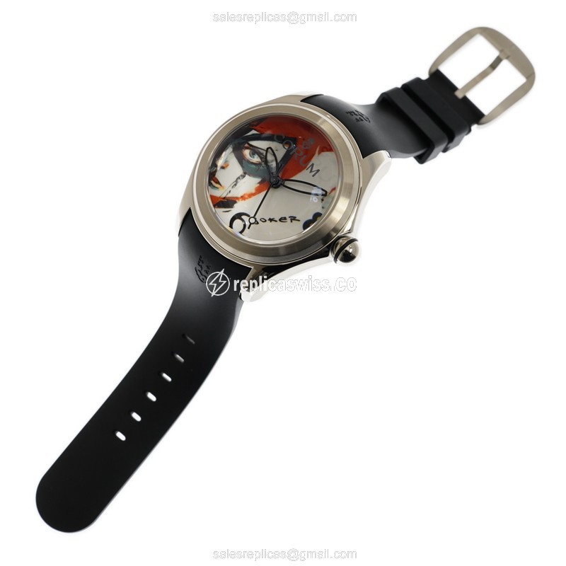 Corum Bubble Replica - Automatic - Stainless Steel - White Dial - Black Rubber Strap - View 2