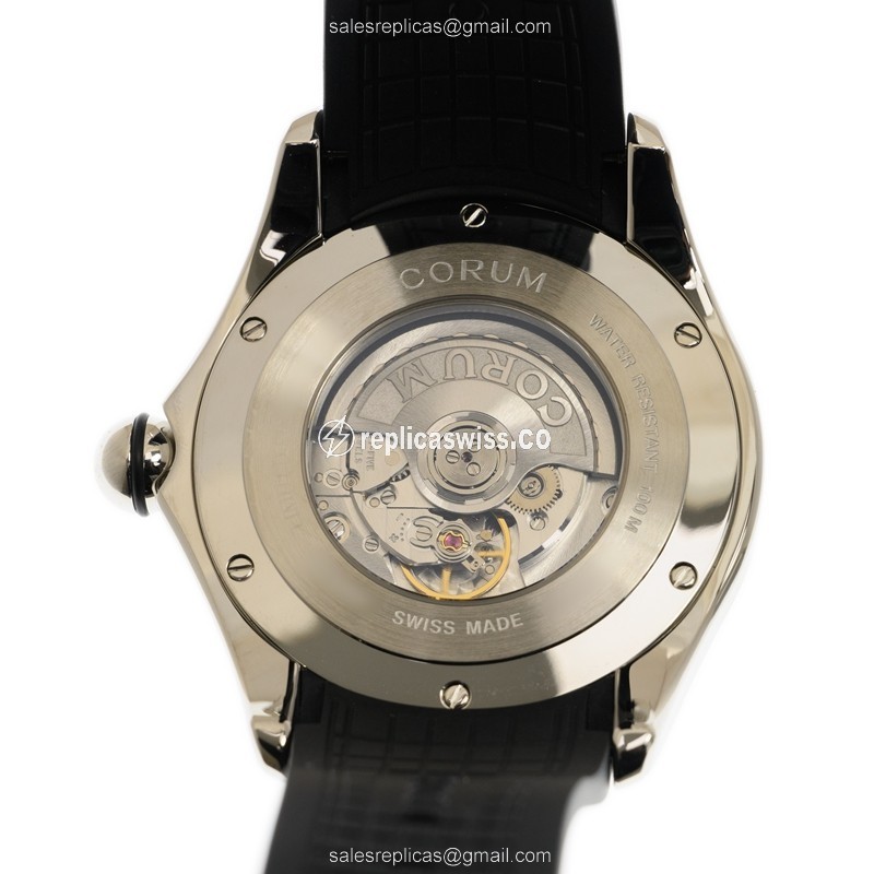 Corum Bubble Replica - Automatic - Stainless Steel - White Dial - Black Rubber Strap - View 3