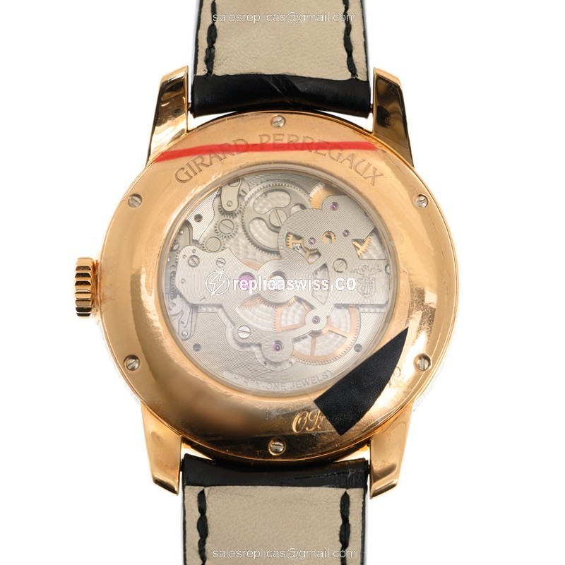 Girard Perregaux 99193B52A002-BA6A Tourbillon - Auto - 18kt Rose Gold - Beige Dial - Diamonds - Black Alligator Strap - View 3
