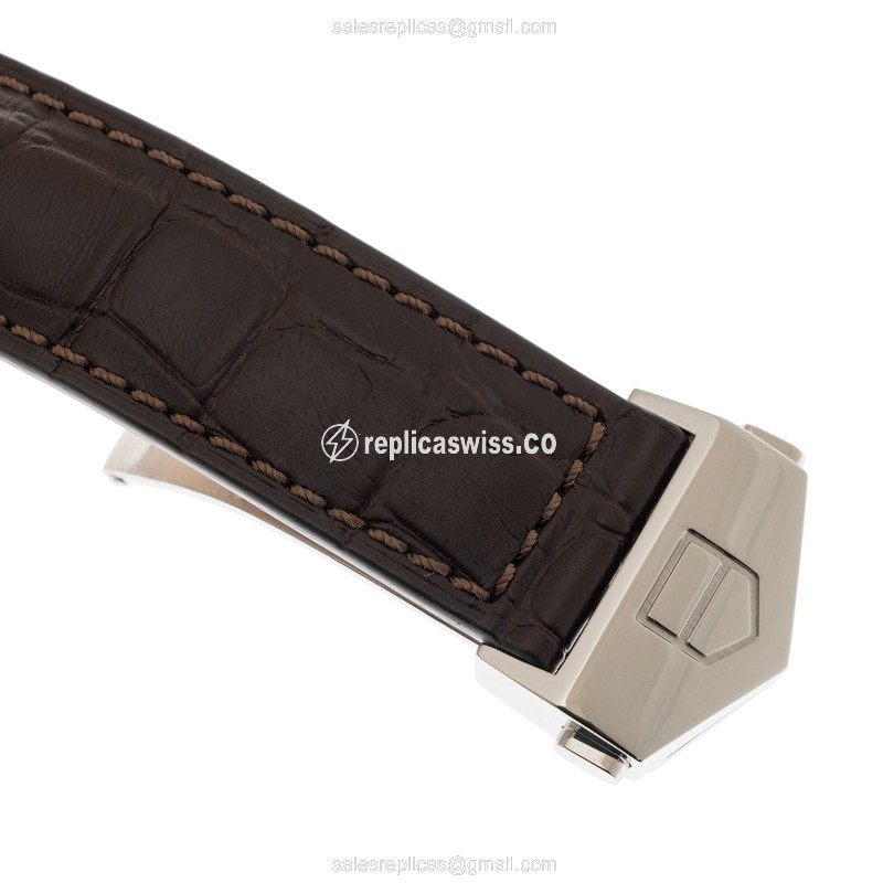 Tag Heuer CARRERA WAR201B.FC6291 - Automatic - Steel - Gray Dial - Brown Leather Strap - View 4