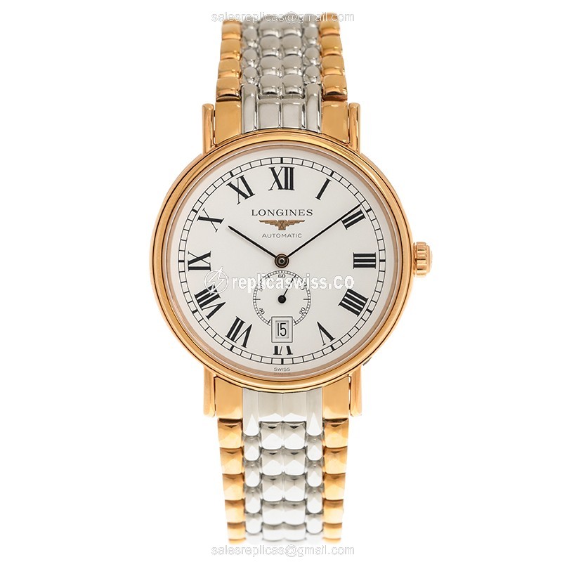 Longines Presence Replica - Automatic - Gold-Plated - White Dial, Gold Strap - View 2