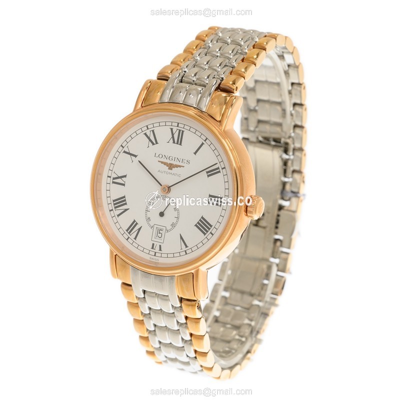 Longines Presence Replica - Automatic - Gold-Plated - White Dial, Gold Strap - View 3