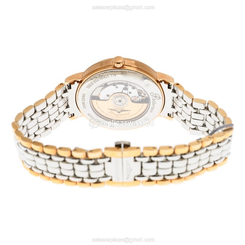 Longines Presence Replica - Automatic - Gold-Plated - White Dial, Gold Strap - View 4