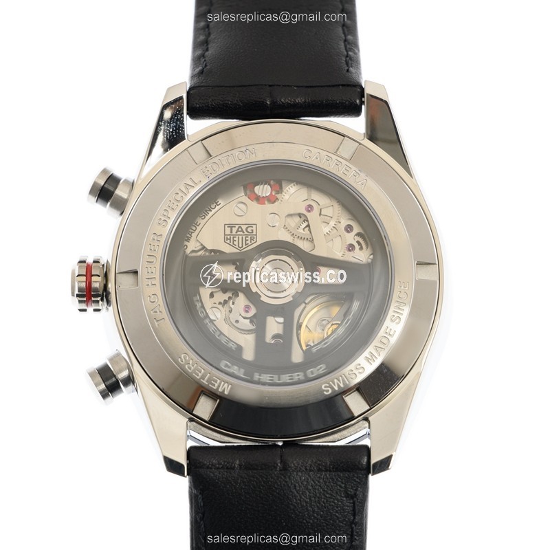 Tag Heuer Carrera Replica - Automatic - Ceramic & Steel - Gray Dial - Black Leather Strap - View 3