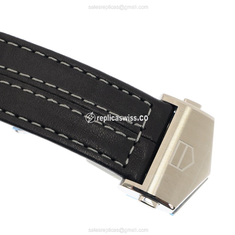 Tag Heuer Carrera Replica - Automatic - Ceramic & Steel - Gray Dial - Black Leather Strap - View 4