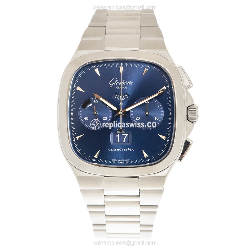 Glashutte Retro 1-37-02-03-02-70 Automatic Steel Blue Dial Silver Clasp Steel Strap - View 2