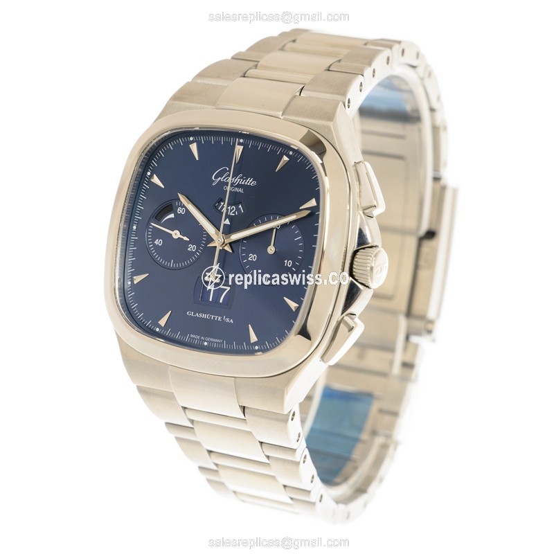 Glashutte Retro 1-37-02-03-02-70 Automatic Steel Blue Dial Silver Clasp Steel Strap - View 3