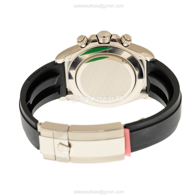 Rolex Daytona Replica - Automatic - 18kt White Gold - Silver Dial - Black Rubber Strap - View 4