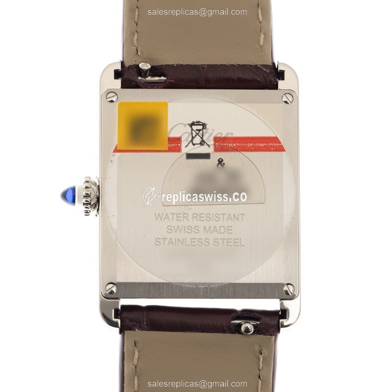 Cartier WSTA0054 Replica - Quartz - Red Dial - Stainless Steel Case - Red Alligator Strap - View 3