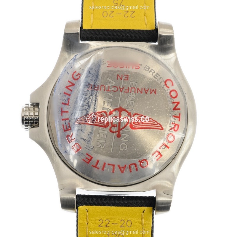 Breitling Avenger II Automatic - Yellow Dial - Steel Case - Black Canvas Strap - View 3