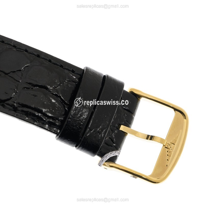 Longines Presence Replica - Gold-Plated/Steel - Automatic - White Dial, Black Leather Strap - View 4