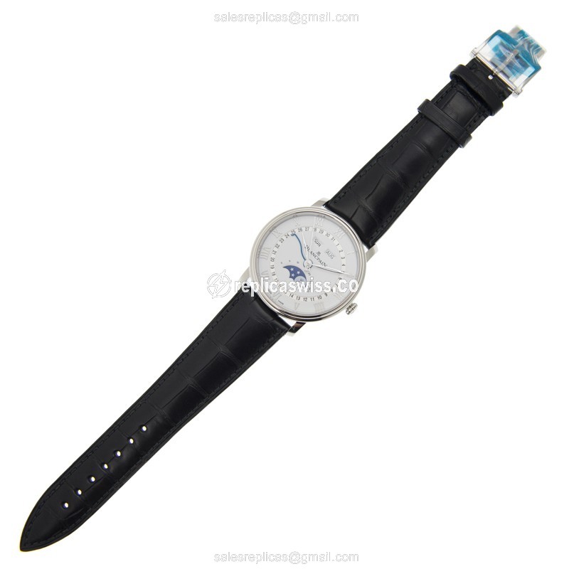 Blancpain Villeret Replica - Automatic - Stainless Steel - White Dial - Black Alligator Strap - View 2