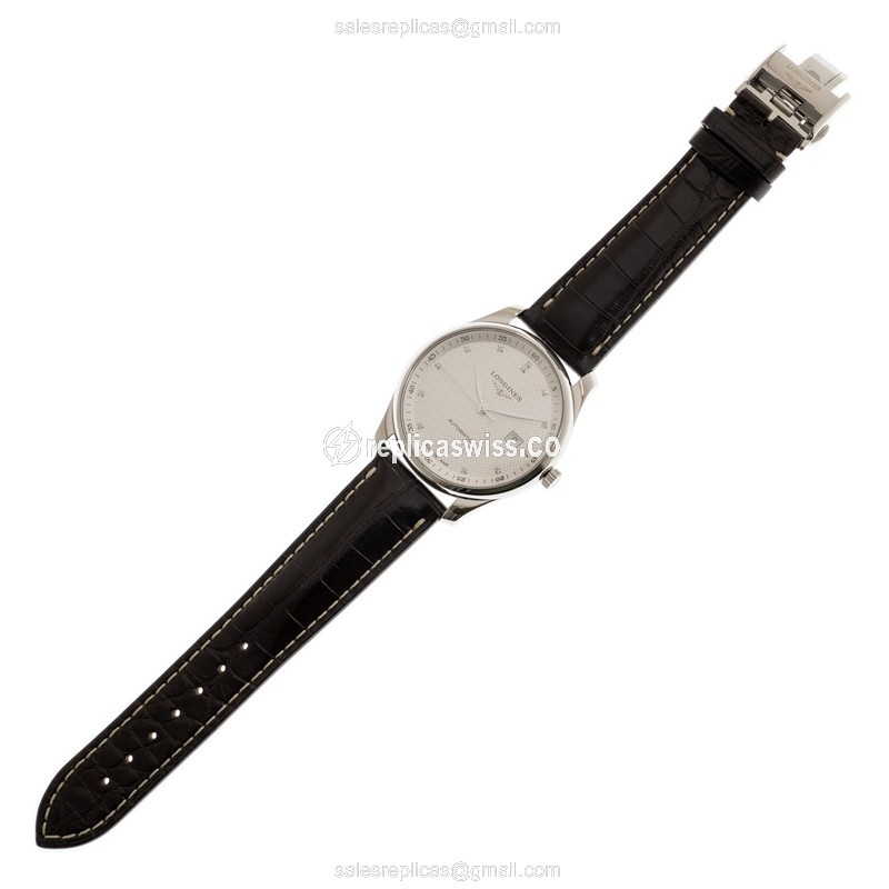 Longines L2.893.4.77.3 Replica - Automatic - Steel Case, White Dial - Brown Leather Strap - View 2