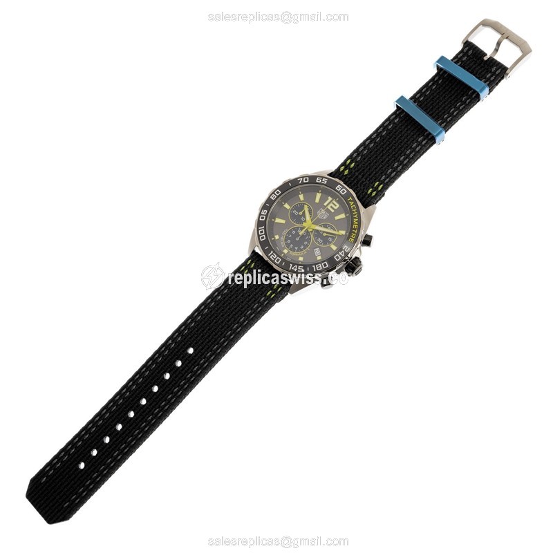 Tag Heuer F1 Replica - Quartz - Steel Case - Gray Dial - Black Canvas Strap - View 2