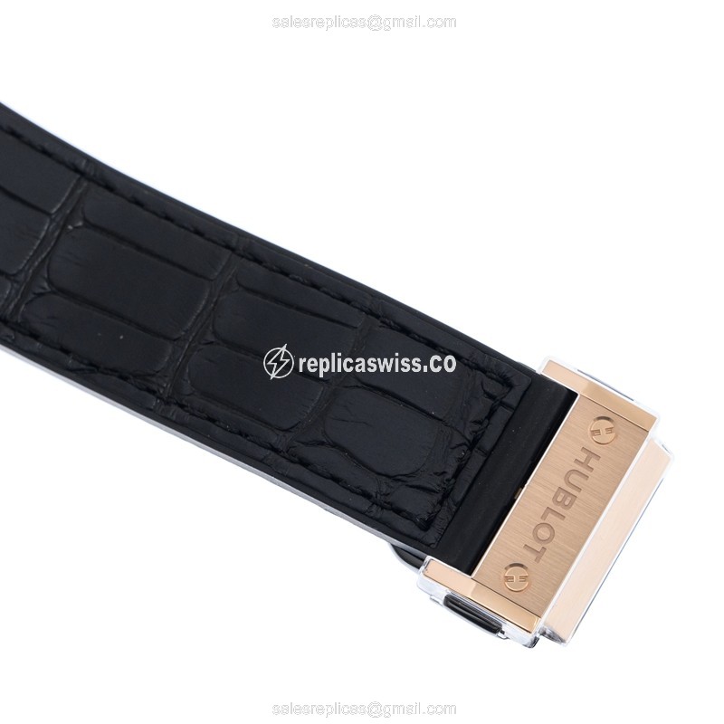 Hublot Classic Fusion Replica - Automatic - 18kt Rose Gold - Diamonds - Transparent Dial - Black Alligator Strap - View 4