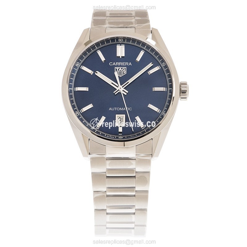 Tag Heuer CARRERA Replica - Automatic - Blue Dial - Steel Case - Silver Strap - View 2