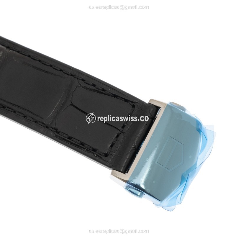 Automatic Tag Heuer MANACO Replica - Steel Case - Black Dial - Alligator Black Strap - View 4