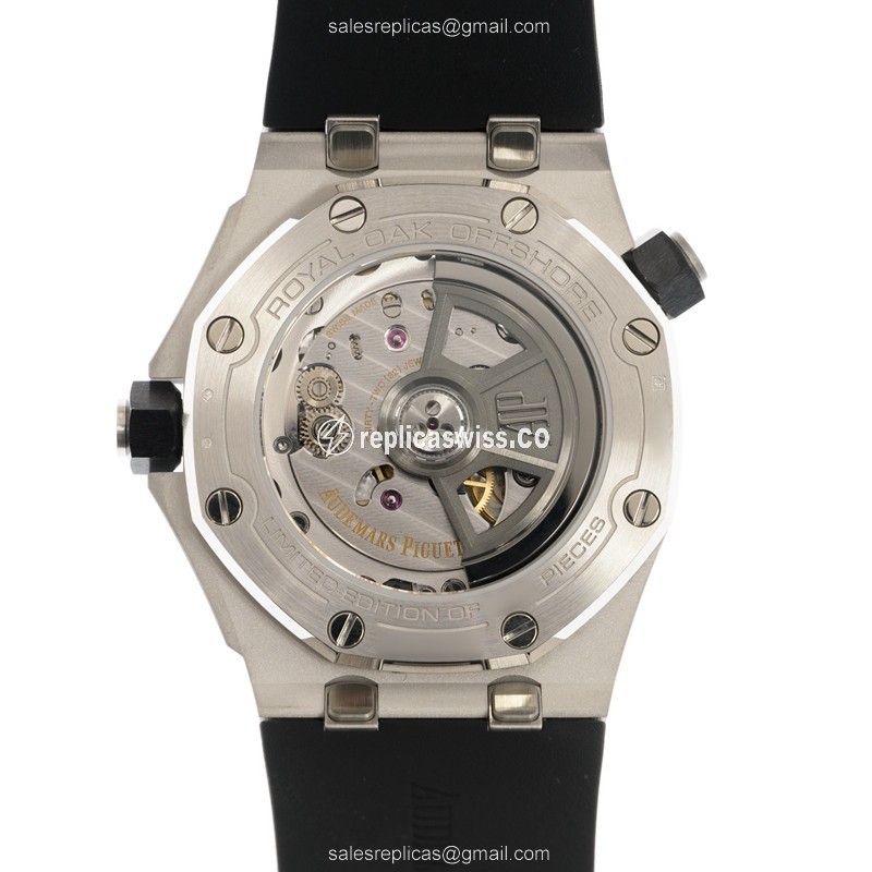 Audemars Piguet Royal Oak Offshore Replica - Automatic - 18kt White Gold - Ceramic - Black Dial - Rubber Strap - View 3