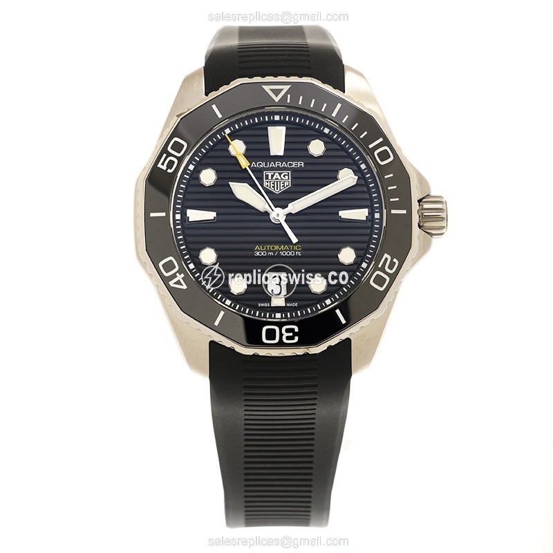 Tag Heuer AQUARACER Replica - Automatic - Steel Case - Black Dial - Rubber Strap - View 2